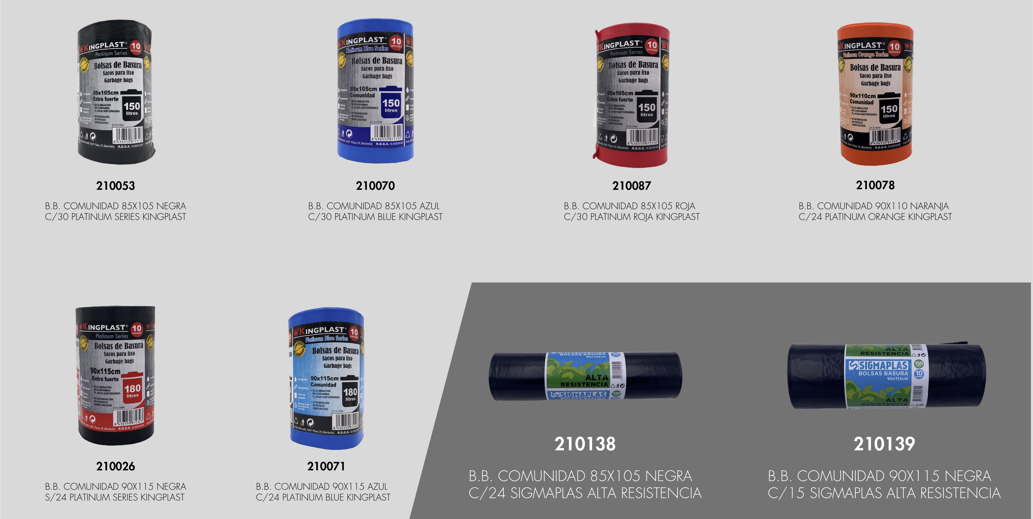 Variedad de bolsas de basura